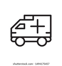 flat line ambulance icon. Logo element illustration. ambulance design. vector eps 10 . ambulance  concept. Can be used in web and mobile . trendy simple style. thickness can be adjusted