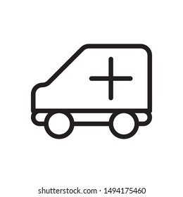 flat line ambulance icon. Logo element illustration. ambulance design. vector eps 10 . ambulance  concept. Can be used in web and mobile . trendy simple style. thickness can be adjusted