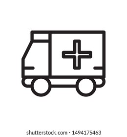 flat line ambulance icon. Logo element illustration. ambulance design. vector eps 10 . ambulance  concept. Can be used in web and mobile . trendy simple style. thickness can be adjusted