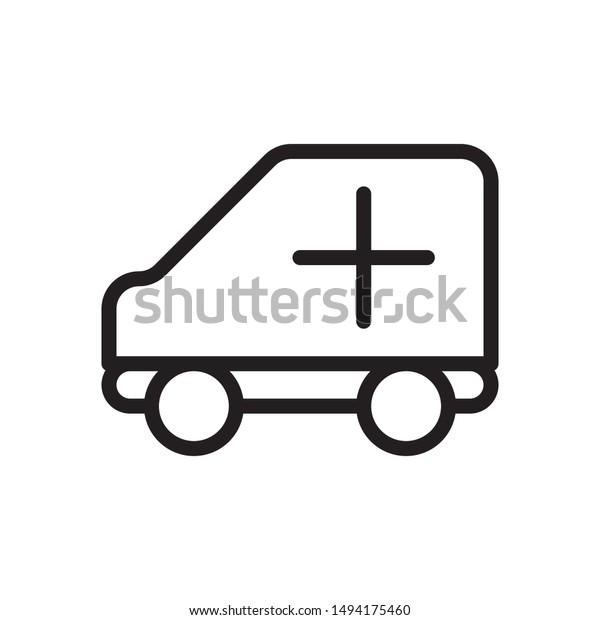 flat line\
ambulance icon. Logo element illustration. ambulance design. vector\
eps 10 . ambulance  concept. Can be used in web and mobile . trendy\
simple style. thickness can be\
adjusted