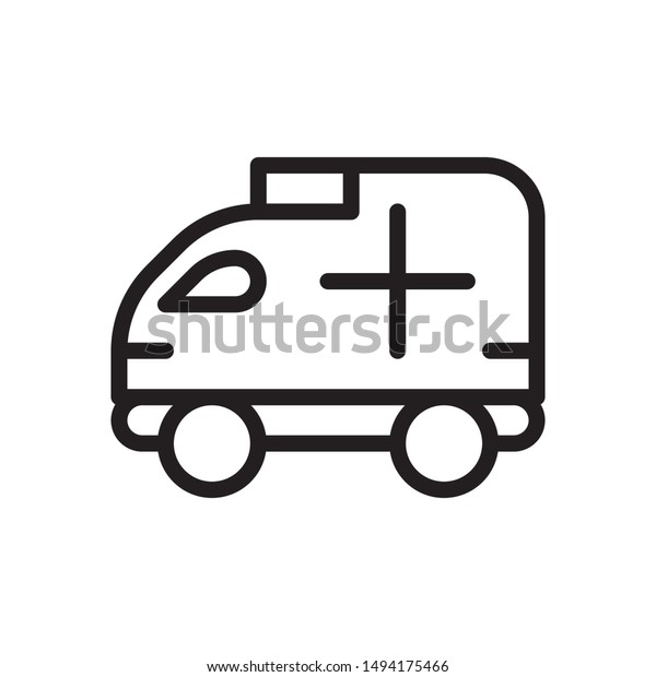 flat line\
ambulance icon. Logo element illustration. ambulance design. vector\
eps 10 . ambulance  concept. Can be used in web and mobile . trendy\
simple style. thickness can be\
adjusted