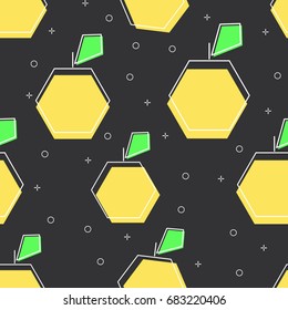 flat line Apple pattern vector