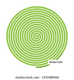 Flat line Archimedean spiral. Spiral curve with stroke customizable thickness