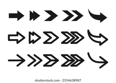 flat and line arrow icons – simple and elegant