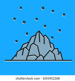 Flat line art cliff illustration