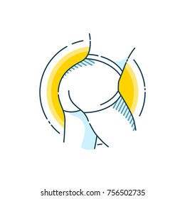Flat line art design concept. Fitness. Sport. Logo. Bodybuilding.