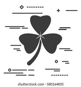 Flat Line art design graphic image concept of Clover with four leaves sign icon on a white background. Saint Patrick symbol