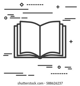 Flat Line art design graphic image concept of open book icon a white background
