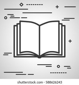 Flat Line art design graphic image concept of open book icon a grey background