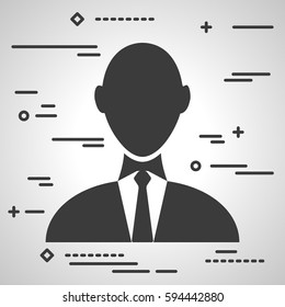 Flat Line art design graphic image concept of user sign icon on a grey background. Person symbol. Human avatar