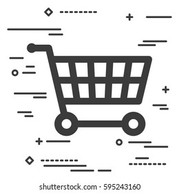 Flat Line art design graphic image concept of shopping cart icon a white background
