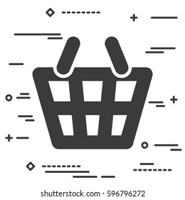 Flat Line art design graphic image concept of a basket icon on a white background