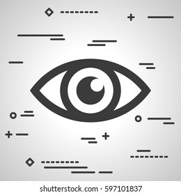 Flat Line art design graphic image concept of a eye icon on a grey background
