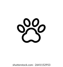 Flat line art icon of an animal paw. Ideal for pet brands, wildlife conservation, vet clinics, animal rescue, and minimalist nature-themed designs.