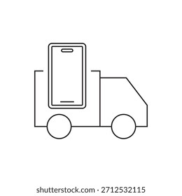 Flat line art icon representing mobile tracking or express delivery service.