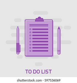 Flat Line Art Illustration of a To Do List