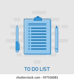 Flat Line Art Illustration of a To Do List