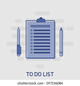 Flat Line Art Illustration of a To Do List