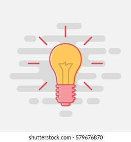 Flat Line Art Illustration of a Light Bulb 