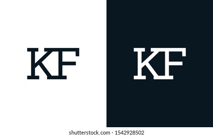 Flat line art letter KF logo. This logo icon incorporate with two letter K and F in the creative way.