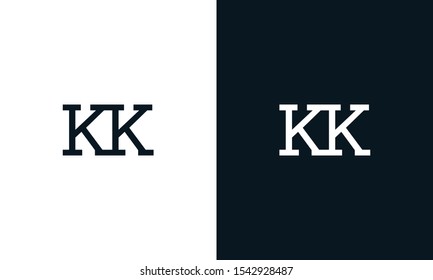 Flat line art letter KK logo. This logo icon incorporate with two letter K and K in the creative way.