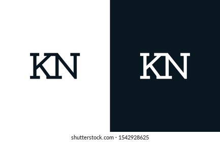 Flat line art letter KN logo. This logo icon incorporate with two letter K and V in the creative way.