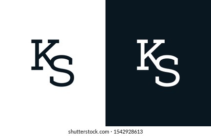 Flat line art letter KS logo. This logo icon incorporate with two letter K and S in the creative way.