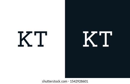 Flat line art letter KT logo. This logo icon incorporate with two letter K and T in the creative way.