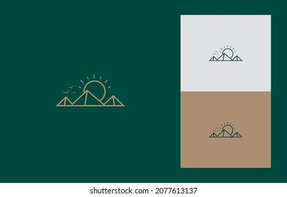 Flache Linie Art Pyramids Logo Vorlage, minimaler Logotyp Pyramiden
