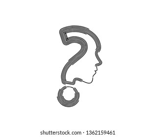 Flat line art Question Icon Vector Design.