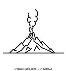 Flat line art volcano illustration