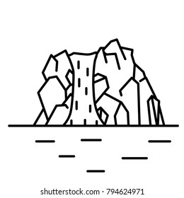 Flat line art waterfall illustration