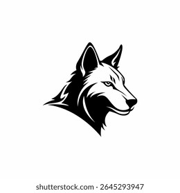 Flat Line Art Wolf Head Logo