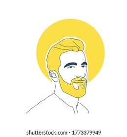 flat line avatar illustration with yellow colors, simple and minimalist