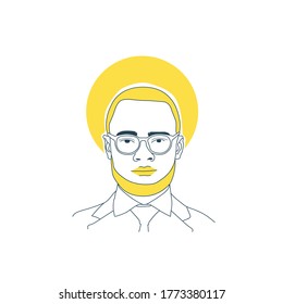 flat line avatar illustration with yellow colors, simple and minimalist