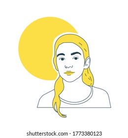 flat line avatar illustration with yellow colors, simple and minimalist