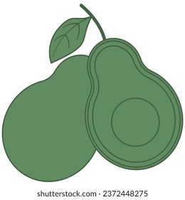 Flat line avocado. Vector element with vegetarian theme. Illustration.