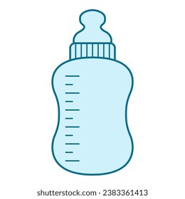 Flat line baby bottle. Vector illustration with baby theme and flat line vector style. Editable vector element.