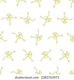 Flat line baby stroller seamless pattern. Suitable for backgrounds, wallpapers, fabrics, textiles, wrapping papers, printed materials, and many more. Editable vector.