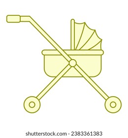 Flat line baby stroller. Vector illustration with baby theme and flat line vector style. Editable vector element.