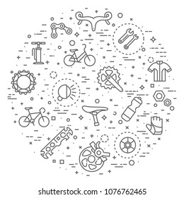 Flat line Bicycle icons