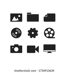 Icono de medios negros de línea plana. Concepto simple de comunicación vectorial.