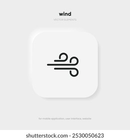 Flat line blowing wind icon set. Windy weather icon. Windy blow outline collection symbol sign.