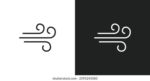 Flat line blowing wind icon set. Windy weather icon. Windy blow outline collection symbol sign. 