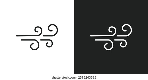 Flat line blowing wind icon set. Windy weather icon. Windy blow outline collection symbol sign. 