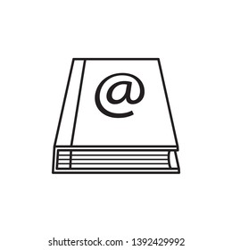 flat line book icon,with email symbol sign, vector, eps 10