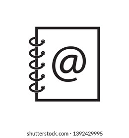 flat line book icon,with email symbol sign, vector, eps 10