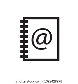 flat line book icon,with email symbol sign, vector, eps 10