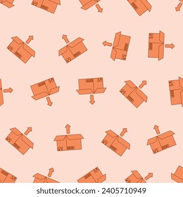 Flat line box package seamless pattern. Suitable for backgrounds, wallpapers, fabrics, textiles, wrapping papers, printed materials, and many more. Editable vector.