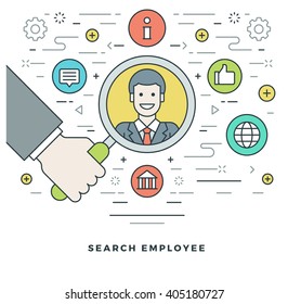 Flat line Business Concept Vector illustration. Modern thin linear stroke vector icons. Website Graphics, Banner, Infographics Design, Promotional Materials. 